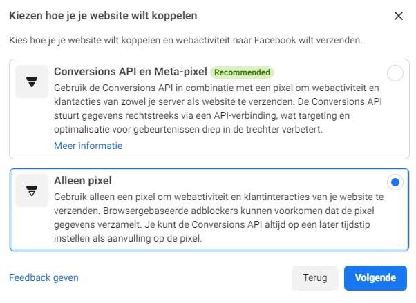 facebook pixel koppelen