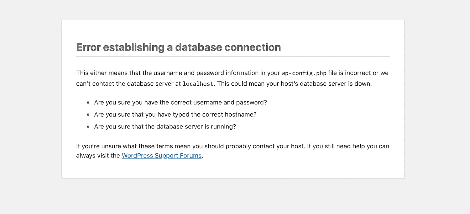 error database connection 1
