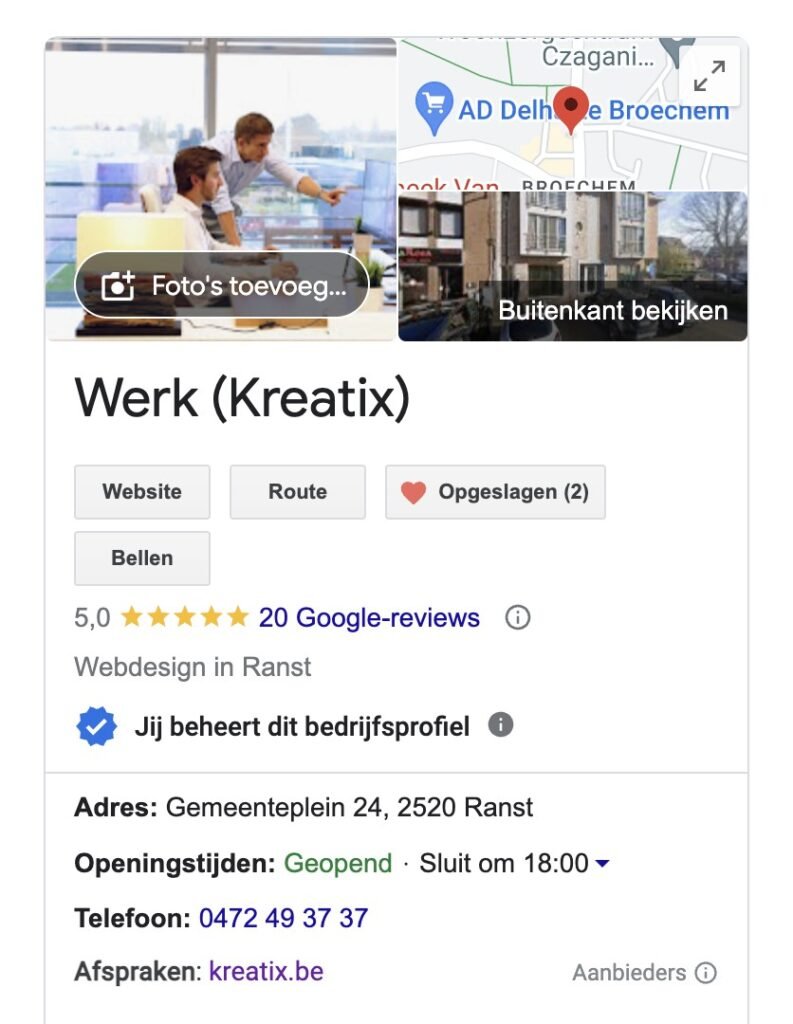 google bedrijfsprofiel