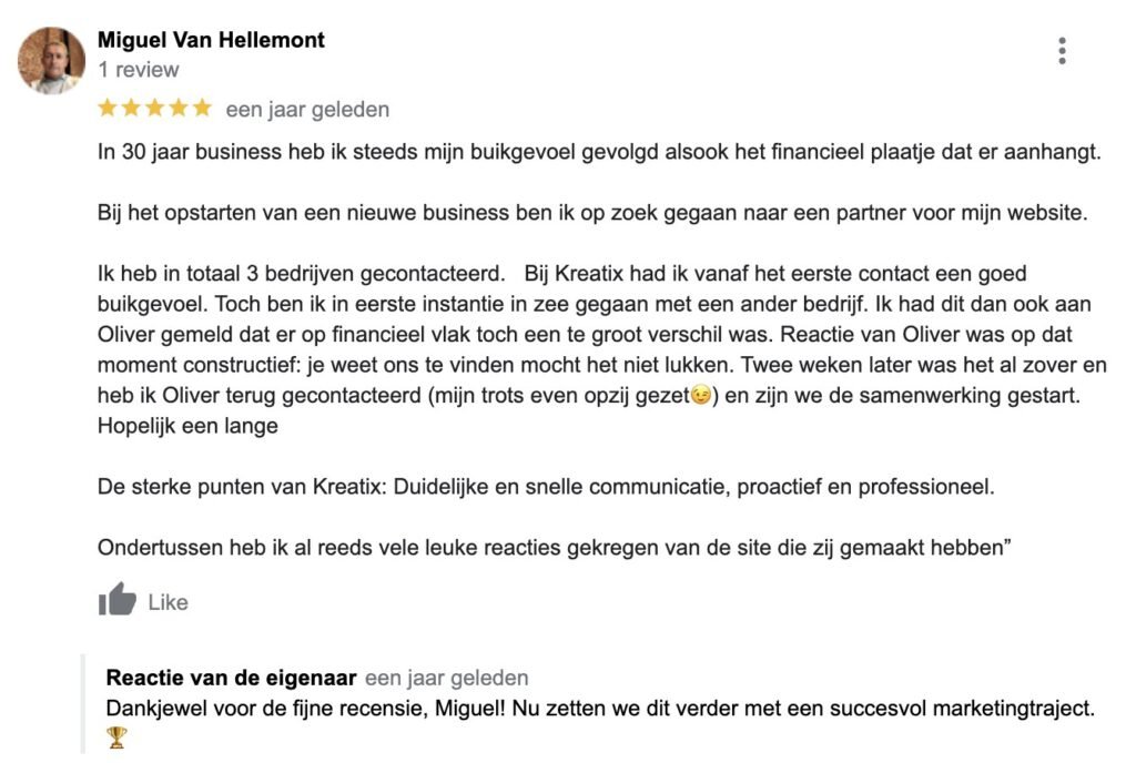 google bedrijfsprofiel reviews