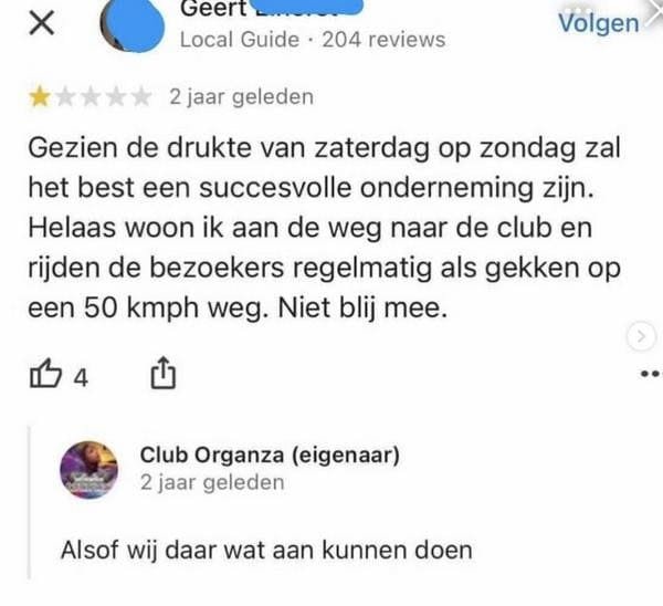 grappige google review