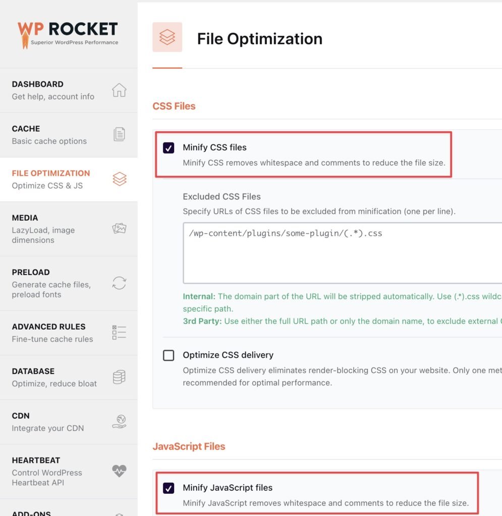 wp rocket minify css