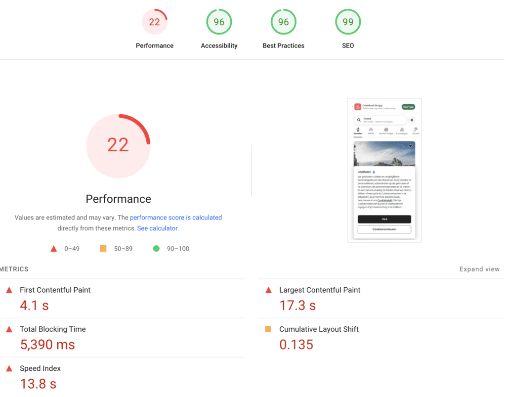 airbnb pagespeed