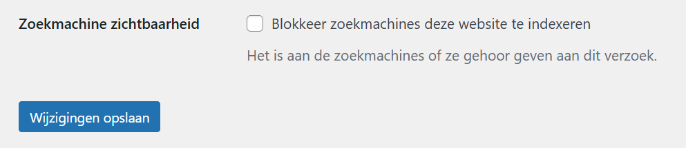 blokkeer zoekmachines wordpress
