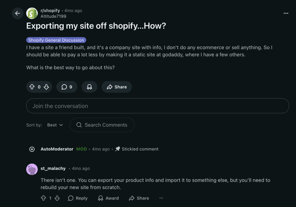 shopify export